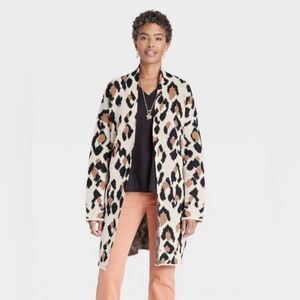 Knox Rose Leopard Print Open Front Cardigan,  Oversized XS, Excellent Condition